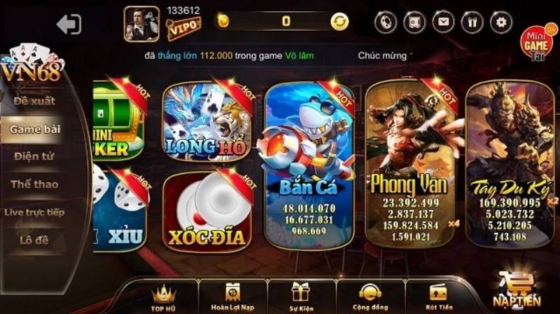 Tham gia cá cược tài xỉu nhận tiền thưởng khủng từ Vn68 Win 